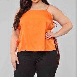 BNWT plus Fashion nova orange tie up tank